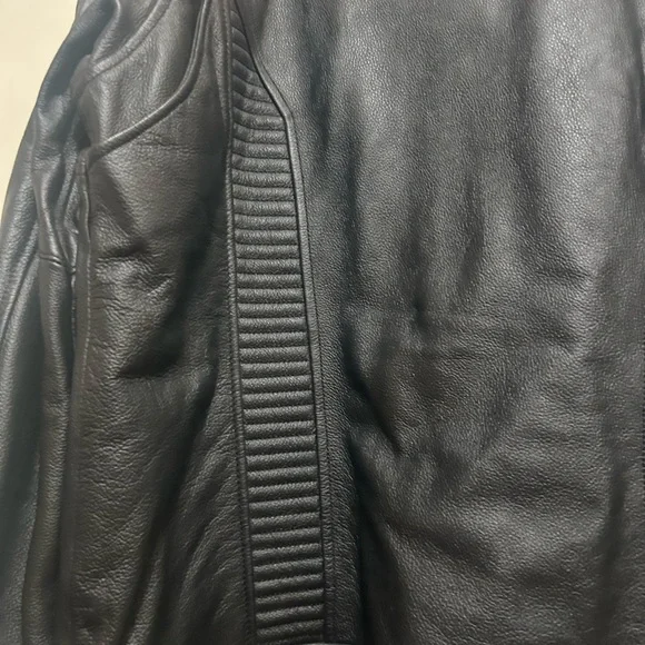 Harley-Davidson Black Leather Jacket with Red and White Accents